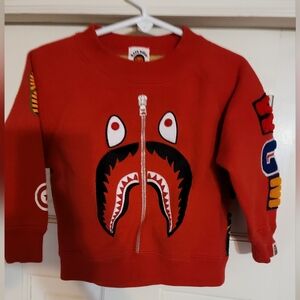 Bathing Ape Bape Kids Red Shark Camo Sweatshirt Sz 90